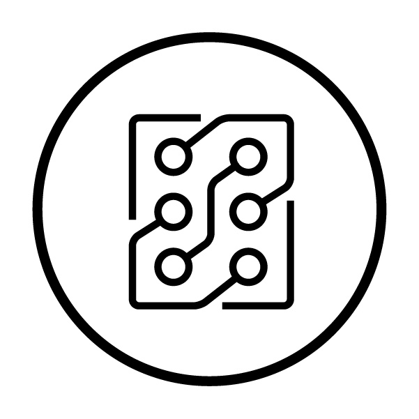 Icon for In Organ on chip technologies. A graphic represenation of an organ on chip within a circle