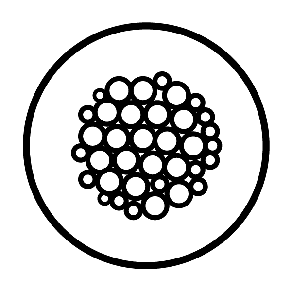 Icon for spheroids technologies. A graphic represenation of a spheroid within a circle