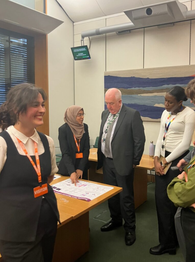 Martin Rhodes MP talking with students